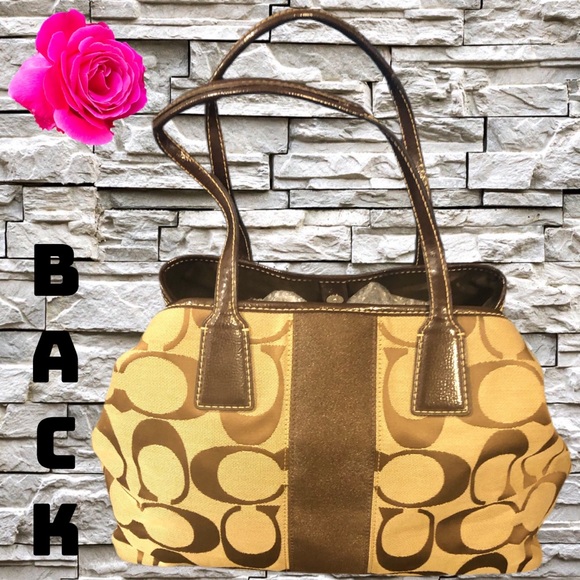 Coach Large Brown & Tan Signature Logo Shoulder Bag - Picture 2 of 12